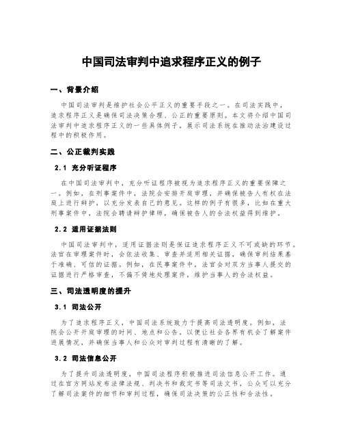 中国司法审判中追求程序正义的例子