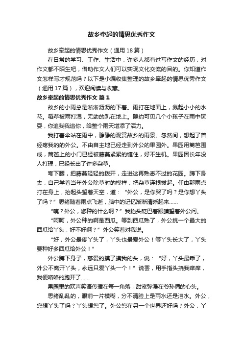 故乡牵起的情思优秀作文