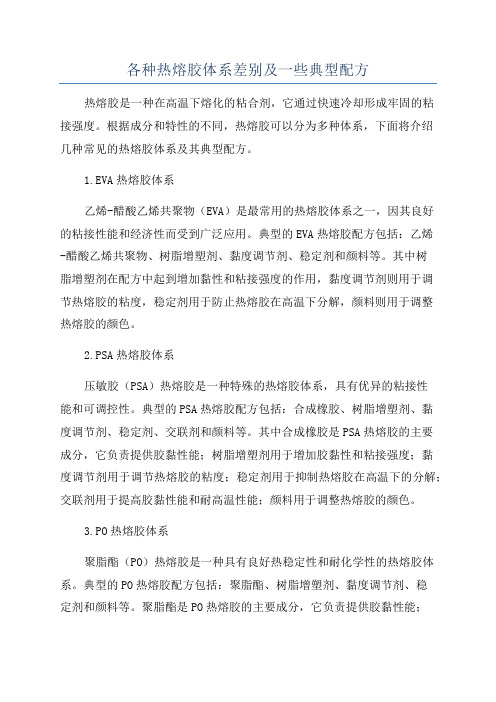 各种热熔胶体系差别及一些典型配方