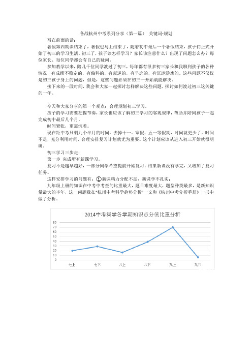 备战杭州中考系列分享(第1篇) 关键词-规划