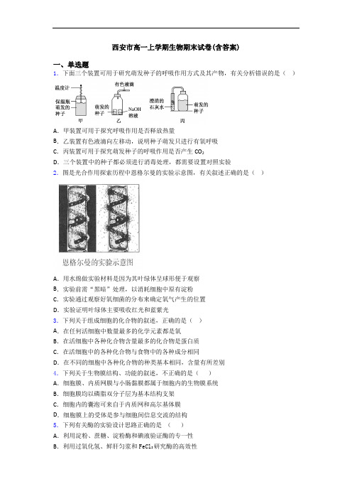 西安市高一上学期生物期末试卷(含答案)