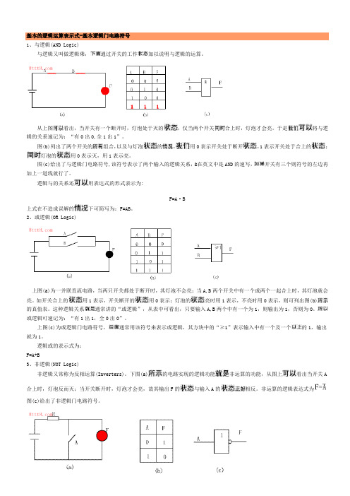 基本的逻辑运算-基本逻辑门电路符号