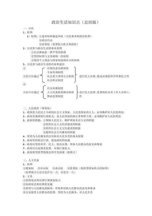 政治生活知识点(总结版)