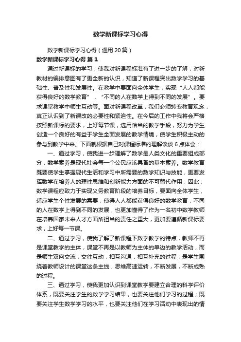 数学新课标学习心得（通用20篇）