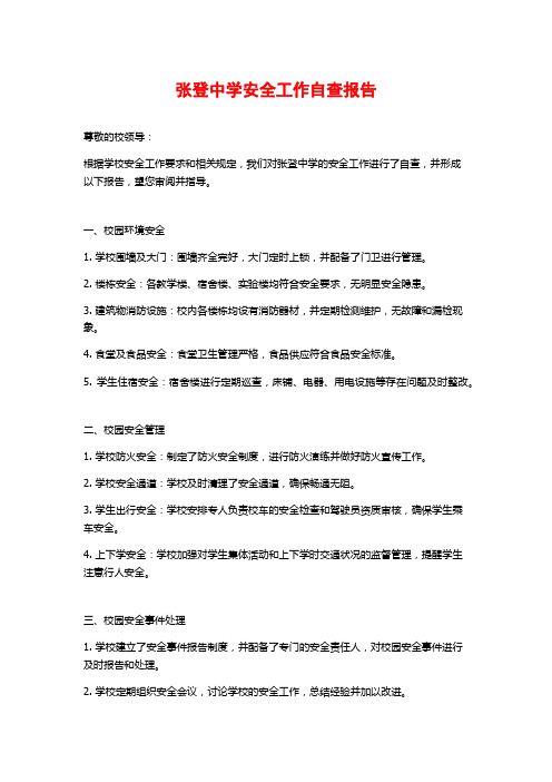 张登中学安全工作自查报告