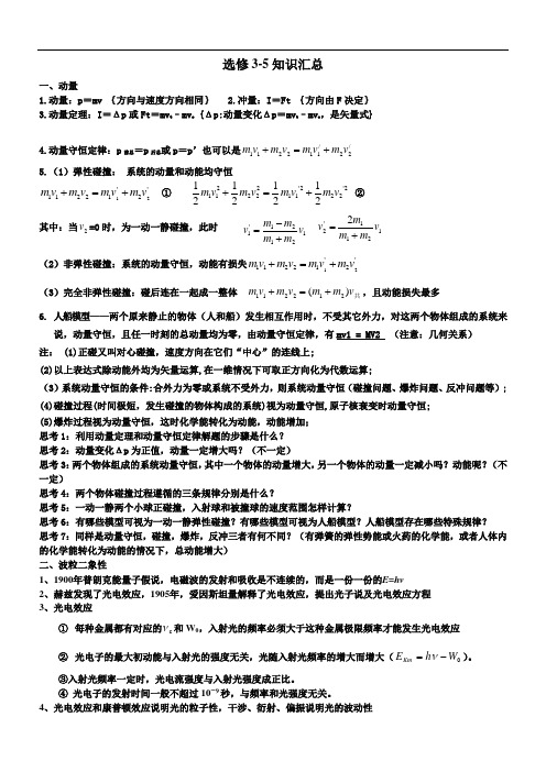 高中物理选修3-5重要知识点总结