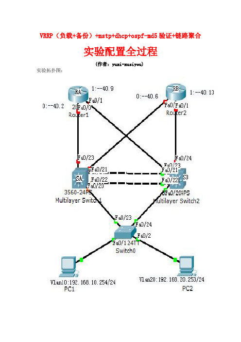 VRRP(负载-备份)-mstp-dhcp-ospf-md5验证-链路聚合