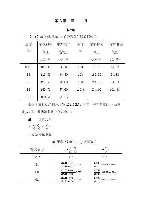 化工原理刘伟主编第六章蒸馏答案