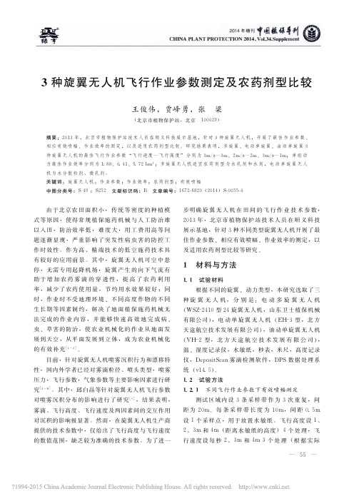 3种旋翼无人机飞行作业参数测定及农药剂型比较_王俊伟