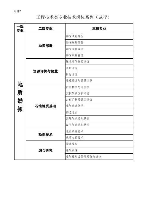 中石油集团职称专业技术岗位系列(试行)