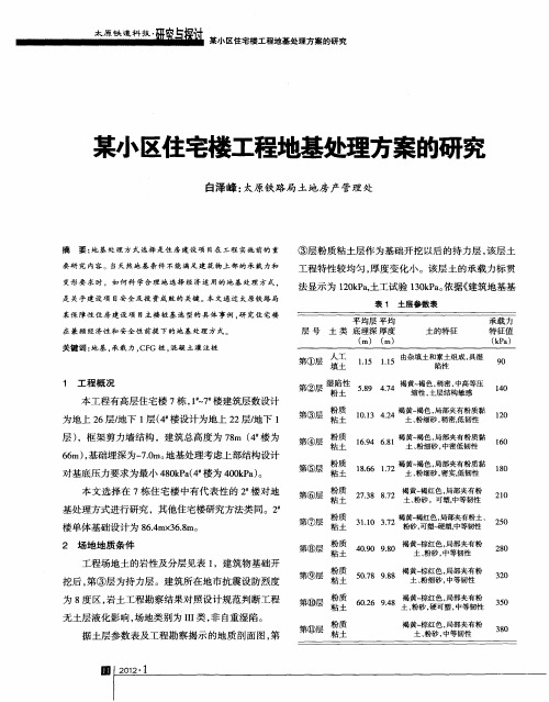 某小区住宅楼工程地基处理方案的研究