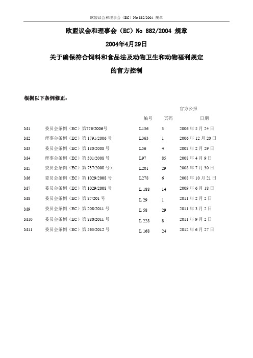 欧盟议会和理事会(EC)No8822004规章