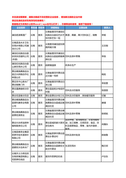 2020新版云南省普洱饮料工商企业公司名录名单黄页联系方式大全50家