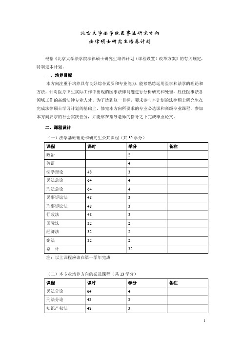 北京大学法学院医事法研究方向