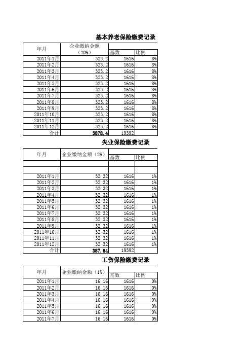 保险交纳明细表