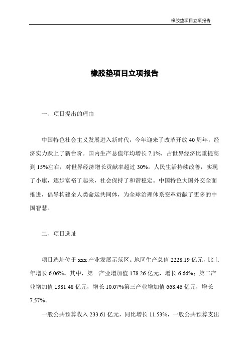 橡胶垫项目立项报告