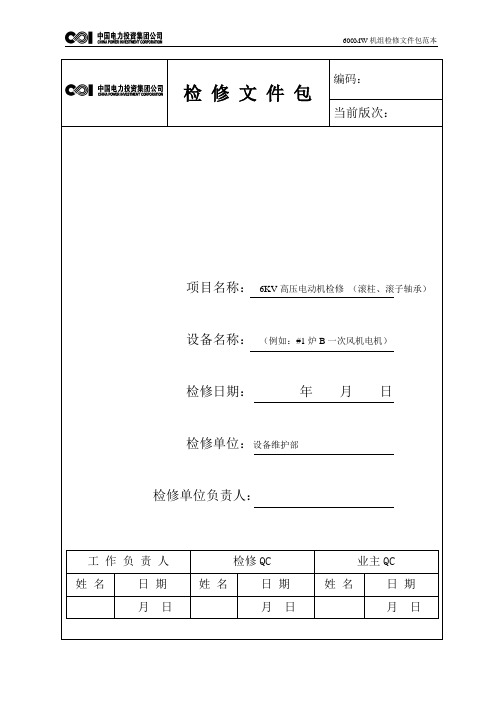 6KV高压电动机检修文件包(滚柱、滚子轴承)