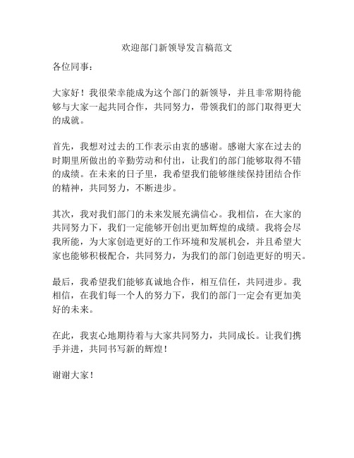 欢迎部门新领导发言稿范文