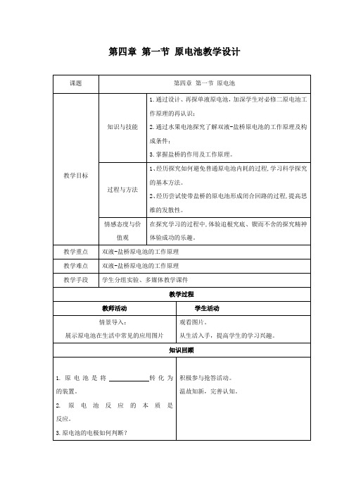 高中化学_原电池教学设计学情分析教材分析课后反思