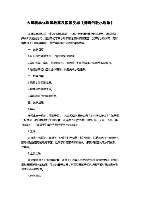 大班科学优质课教案及教学反思《神奇的吸水现象》