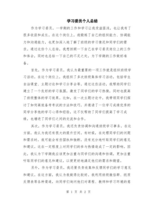 学习委员个人总结