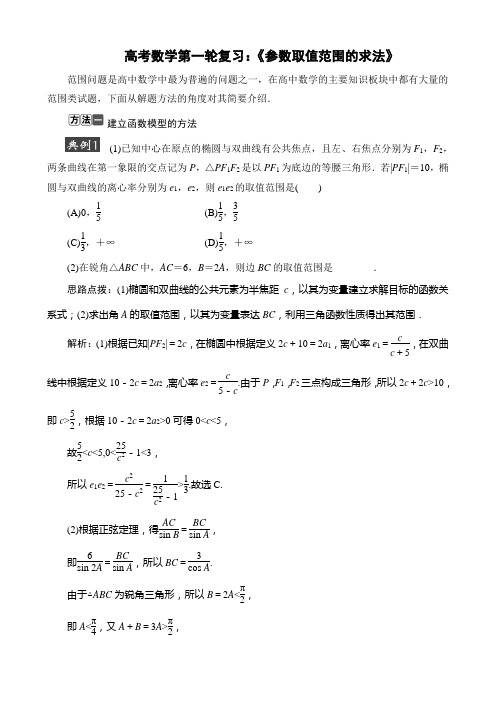 高考数学第一轮复习：《参数取值范围的求法》