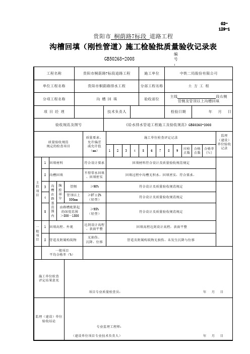 雨水管沟槽回填检验批质量验收记录