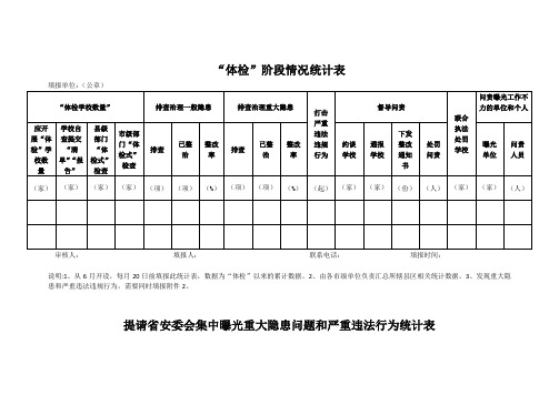 “体检”阶段情况统计表