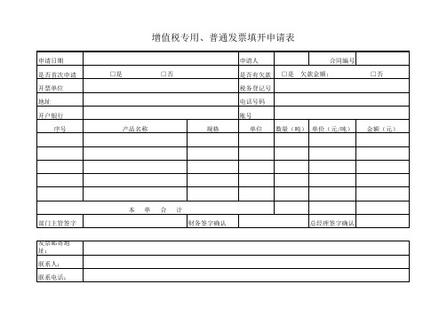 发票申请表--公司内部申请发票单