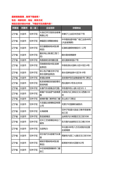 新版辽宁省大连市甘井子区玻璃企业公司商家户名录单联系方式地址大全130家