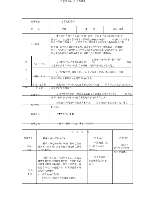 《色彩的感染力》教学设计