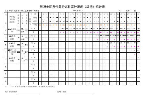 同条件养护温度统计表