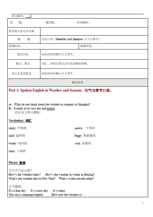 Weather and Seasons 天气与季节 英语口语