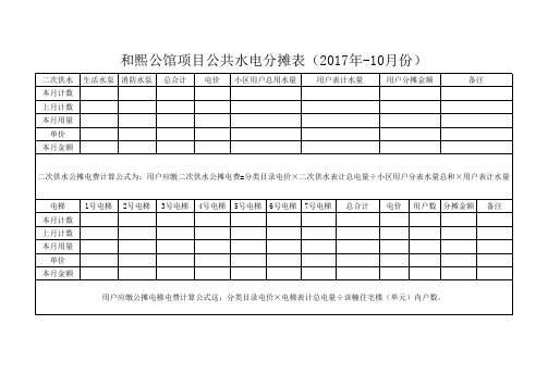 公共水电分摊明细表