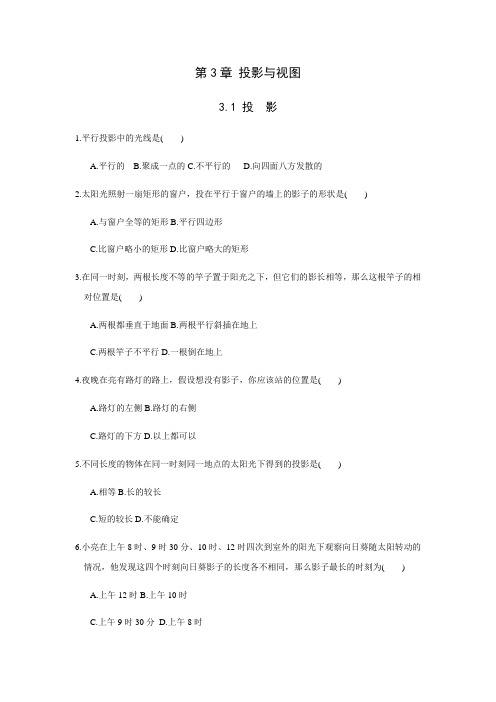 2022年《投影》专题练习(附答案)