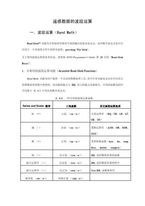 遥感数据的波段运算