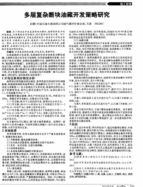 多层复杂断块油藏开发策略研究