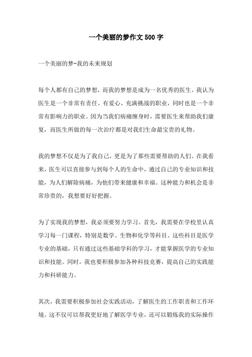 一个美丽的梦作文500字