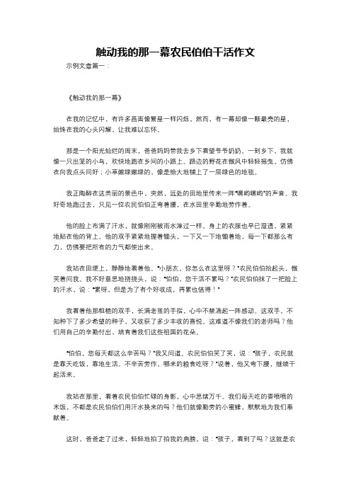 触动我的那一幕农民伯伯干活作文