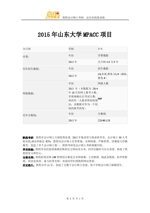 2015年山东大学MPACC项目