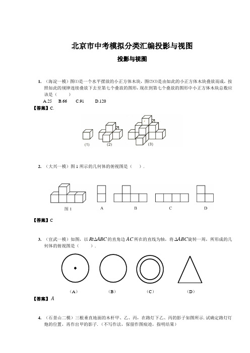 北京市中考模拟分类汇编投影与视图