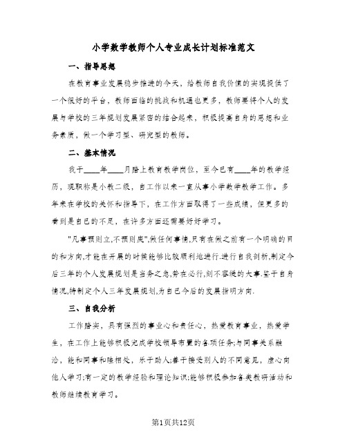 2024年小学数学教师个人专业成长计划标准范文（4篇）