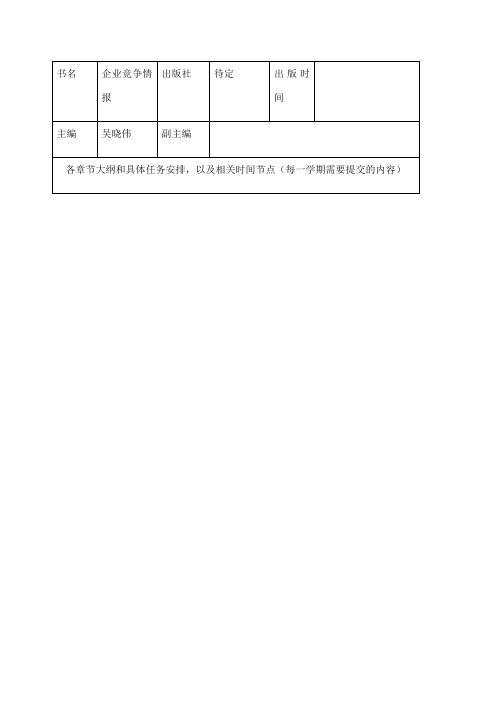 《企业竞争情报》讲义大纲