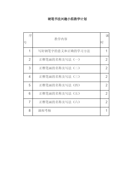 [VIP专享]硬笔书法兴趣小组教学计划及教案