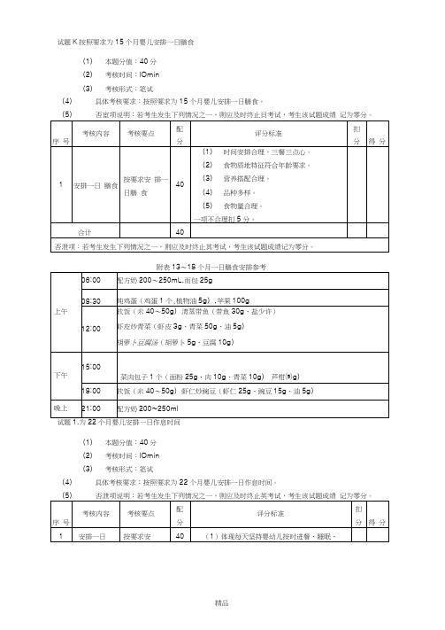 育婴员中级操作技能复习提纲(40)