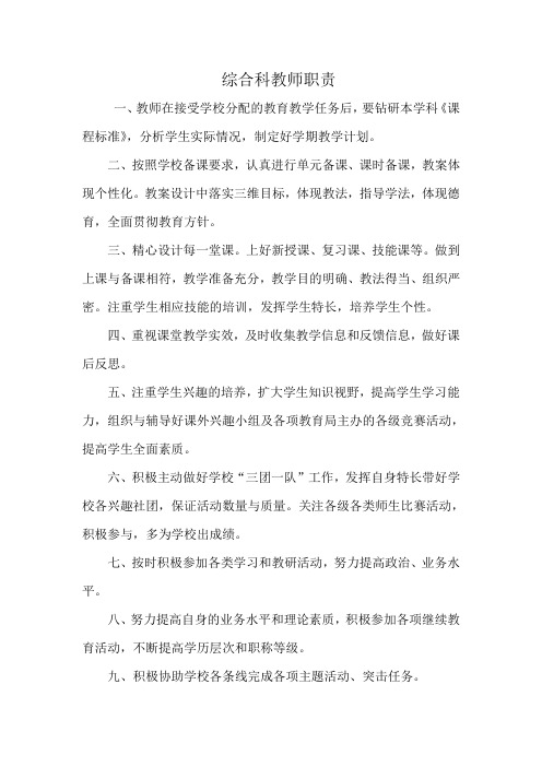 综合科教师职责