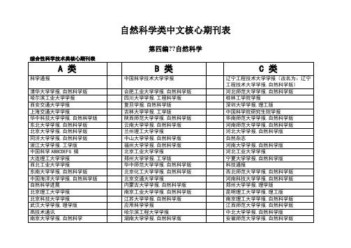 自然科学类中文核心期刊表