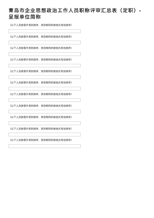 青岛市企业思想政治工作人员职称评审汇总表（定职）-呈报单位简称