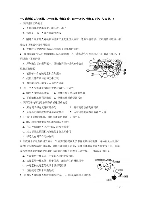 山东省高二生物12月月考新人教版