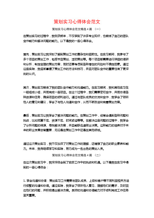 策划实习心得体会范文4篇